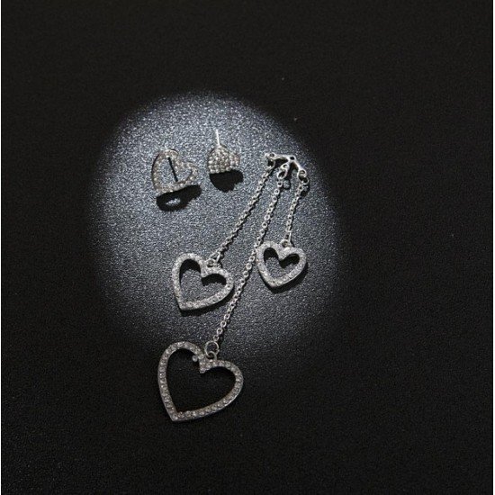 Heart Long Tassel Asymmetric Love Earrings Female Silver